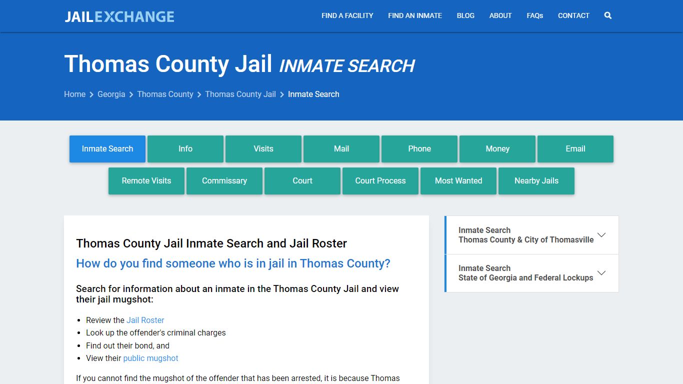 Inmate Search: Roster & Mugshots - Thomas County Jail, GA
